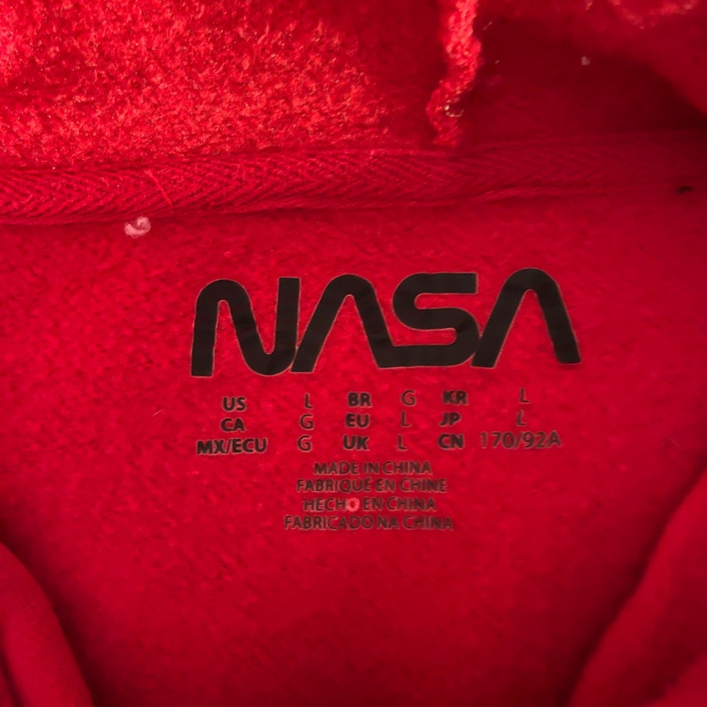 Bright red NASA cropped hoodie! Size L.
